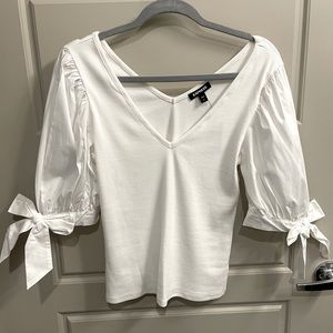 NWT - Express White Puff Sleeve Top - Medium